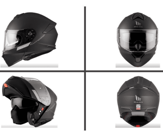 MT HELMETS GENISIS MATT BLACK FLIP UP
